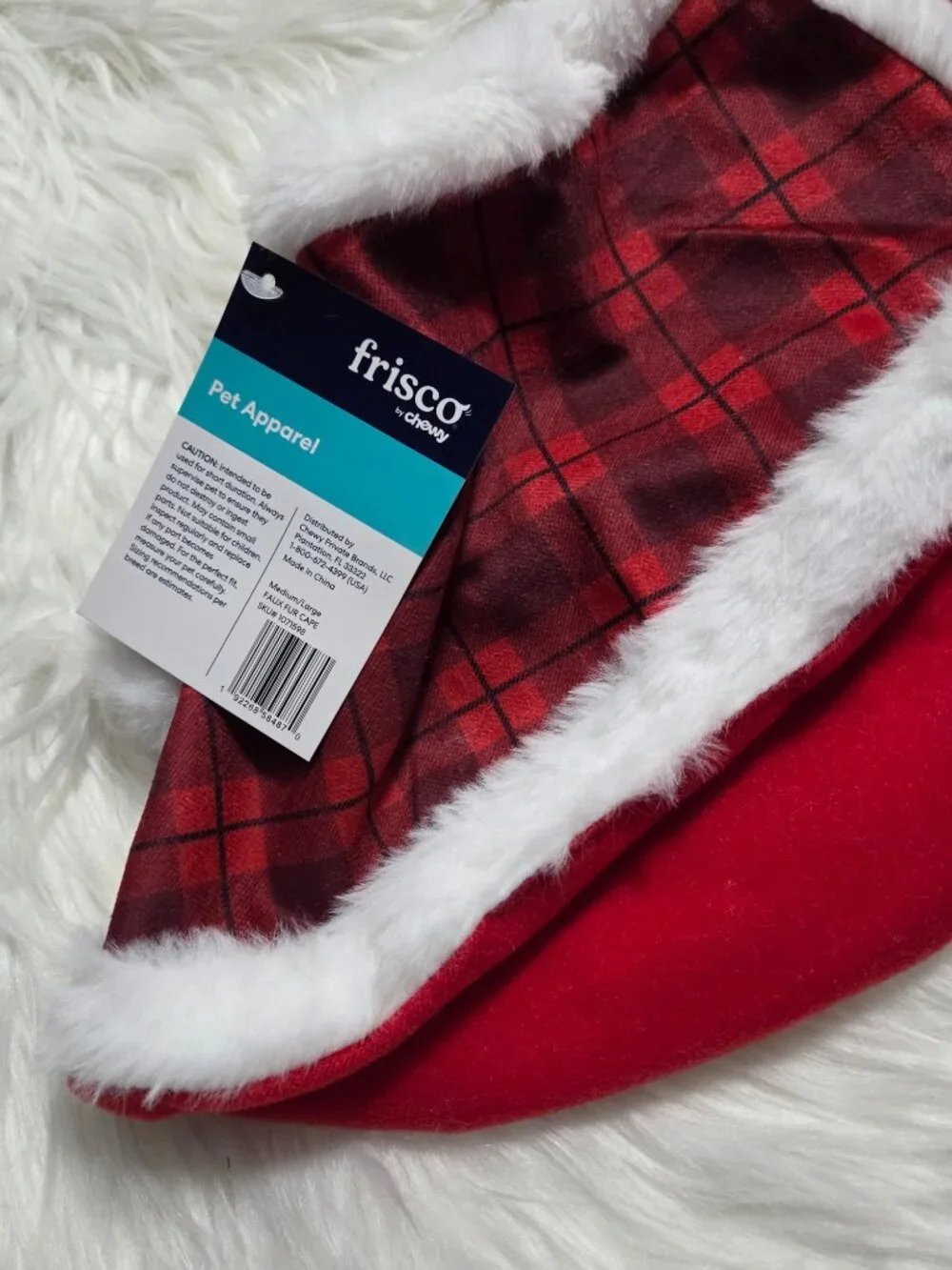 Frisco Faux Fur Trimmed Dog & Cat Cape